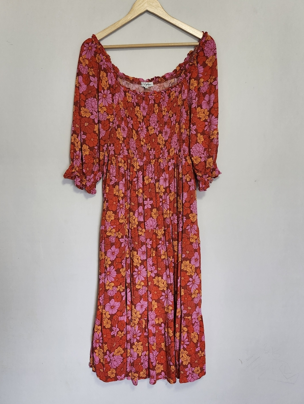 Polagram Bold Floral Midi Dress Size L